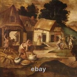 Old Oil Paintings On Panel With Religious Frame 700 18th Century