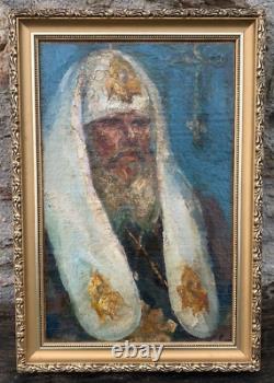 Old Oil on Canvas Alexis II of Moscow Russia Orthodox Icon