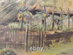 Old Oil on Canvas Autumn Village Signed at the bottom right Reckas