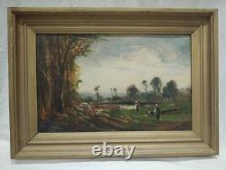 Old Oil on Canvas Barbizon School 19th Century Lucien Felix Henry