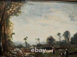 Old Oil on Canvas Barbizon School 19th Century Lucien Felix Henry