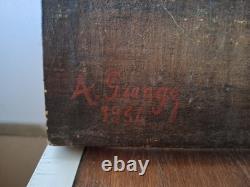 Old Oil on Canvas Landscape Underwood Washerwomen Signed A Grange 1934