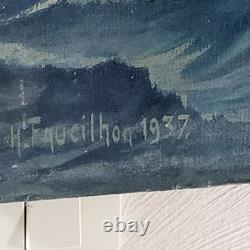 Old Oil on Canvas Marine Sailboat Signed