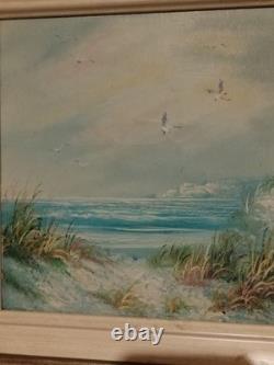 Old Oil on Canvas Painting of Breton Marine Landscape and Its Lighthouse Signed COE