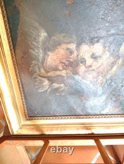 Old Oil on Canvas Painting of Putti/Angels, 16th-17th Century