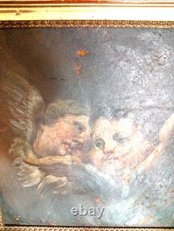 Old Oil on Canvas Painting of Putti/Angels, 16th-17th Century