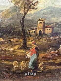 Old Oil on Canvas Presumed Italian School Signed Lower Left