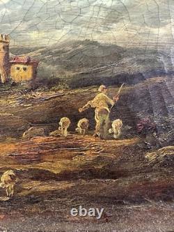 Old Oil on Canvas Presumed Italian School Signed Lower Left