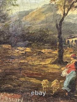 Old Oil on Canvas Presumed Italian School Signed Lower Left