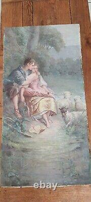 Old Oil on Canvas Romantic Scene