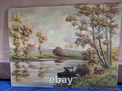 Old Oil on Canvas Signed Bogdannoff. 60x46 cm Marnes Edge
