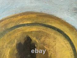 Old Oil on Canvas Still Life with Flowers Signed in the Lower Left