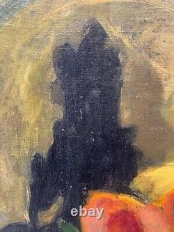 Old Oil on Canvas Still Life with Flowers Signed in the Lower Left
