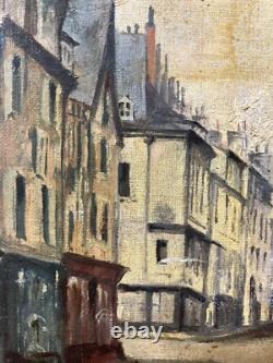 Old Oil on Canvas View of a Fountain, Signed and Dated 1912, Alsace