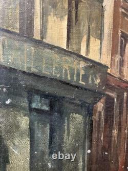 Old Oil on Canvas View of a Fountain, Signed and Dated 1912, Alsace