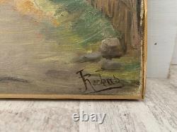 Old Oil on Canvas XIX-XX Village of Autumn Eastern School signed