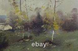 Old Oil on Canvas depicting a landscape by the river signed Forestier