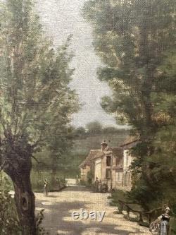 Old Oil on Canvas with Signature Trace Genre Scene French School