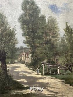 Old Oil on Canvas with Signature Trace Genre Scene French School