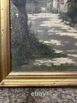 Old Oil on Canvas with Signature Trace Genre Scene French School