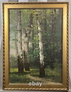 Old Oil on Panel Barbizon School Fontainebleau Forest Signed