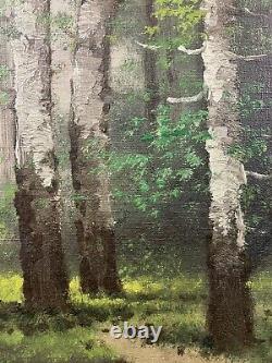 Old Oil on Panel Barbizon School Fontainebleau Forest Signed