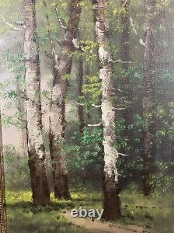 Old Oil on Panel Barbizon School Fontainebleau Forest Signed