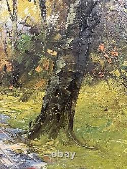 Old Oil on Panel French School 19th-20th Century Autumn Landscape