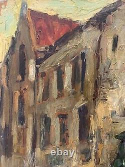 Old Oil on Panel Painting The Alley Signed in bottom right