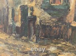 Old Oil on Panel Painting The Alley Signed in bottom right