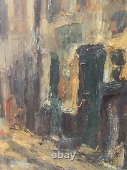 Old Oil on Panel Painting The Alley Signed in bottom right