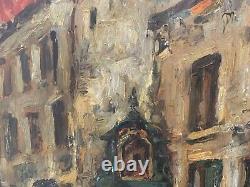 Old Oil on Panel Painting The Alley Signed in bottom right