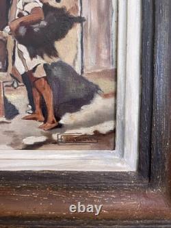 Old Orientalist Painting Morocco Oil on Panel Signed The Water Carrier