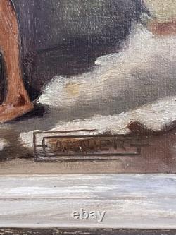 Old Orientalist Painting Morocco Oil on Panel Signed The Water Carrier