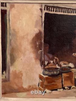 Old Orientalist Painting Morocco Oil on Panel Signed The Water Carrier