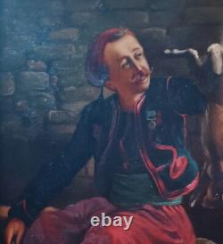 Old Orientalist Painting Oil on Zouave Panel Morocco North Africa