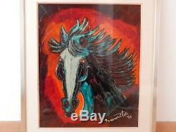 Old Paint Horse Oil Sheet Metallic Signed On 76 Ivanovitch