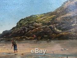 Old Paint Oil On Canvas Signed Return Fishing Jr 19th Marine Fishermen