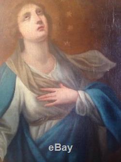 Old Painting 18th Portrait Of The Virgin Oil On Canvas 18th