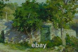 Old Painting Albert Regagnon Impressionist Old House Garden Pyrenees