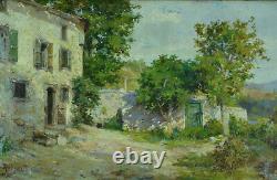 Old Painting Albert Regagnon Impressionist Old House Garden Pyrenees