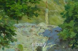 Old Painting Albert Regagnon Impressionist Old House Garden Pyrenees