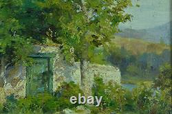 Old Painting Albert Regagnon Impressionist Old House Garden Pyrenees