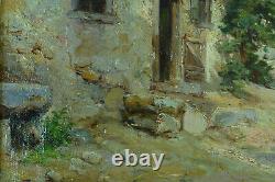 Old Painting Albert Regagnon Impressionist Old House Garden Pyrenees