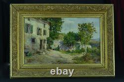 Old Painting Albert Regagnon Impressionist Old House Garden Pyrenees