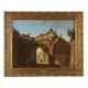 Old Painting Architecture Oil On Canvas From The 18th Century Original