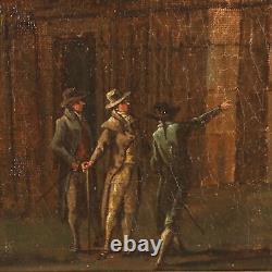 Old Painting Architecture Oil on Canvas from the 18th Century Original
