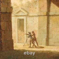 Old Painting Architecture Oil on Canvas from the 18th Century Original