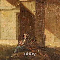 Old Painting Architecture Oil on Canvas from the 18th Century Original