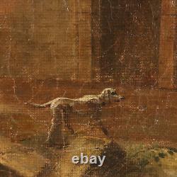 Old Painting Architecture Oil on Canvas from the 18th Century Original